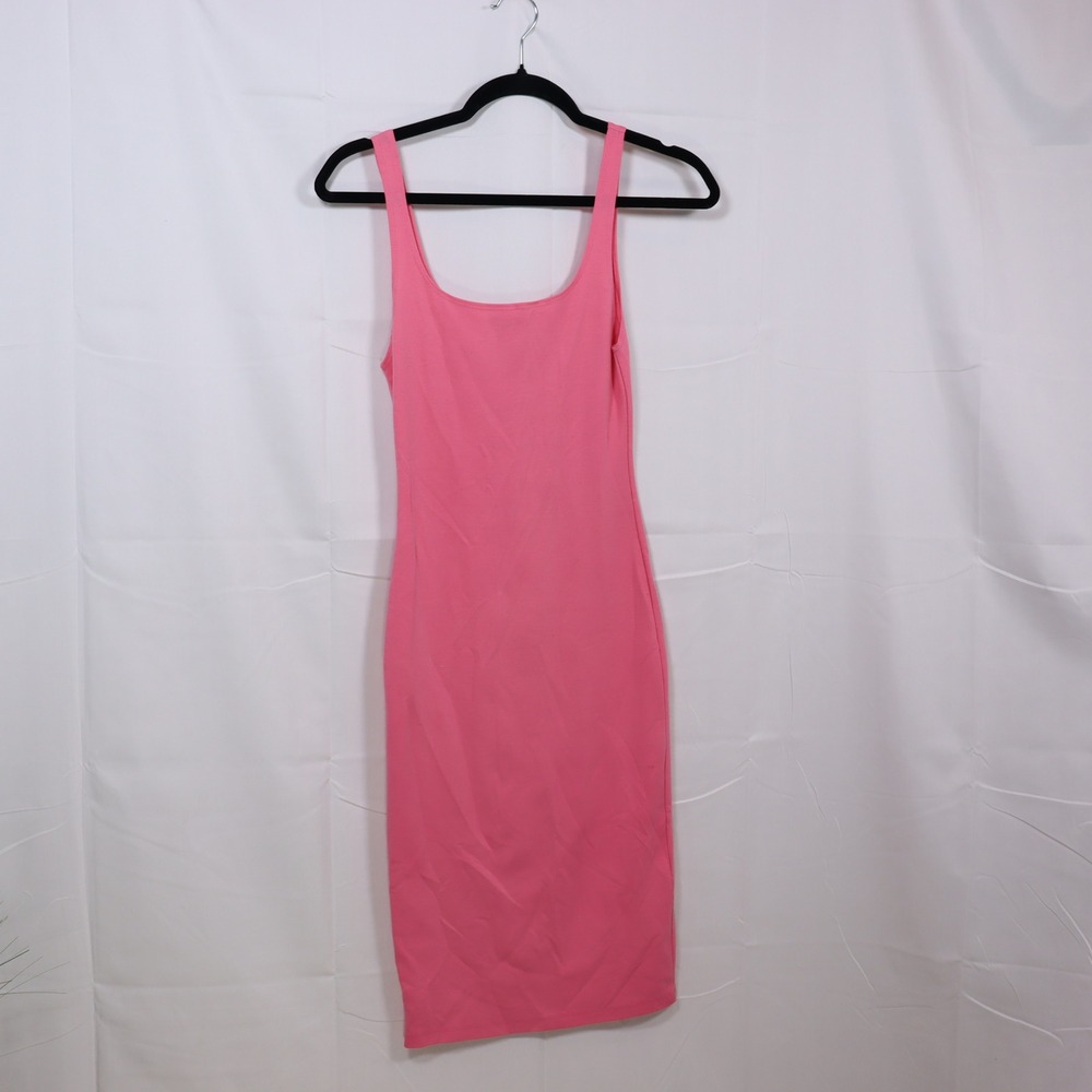 Zara Midi Sheath Dress S Pink Womens Sleeveless Scoop Neck Bodycon